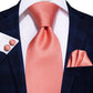 Plain Peach Silk Tie Set - Masculine Clothes
