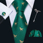 Green Dinosaur Silk Tie Set - Masculine Clothes