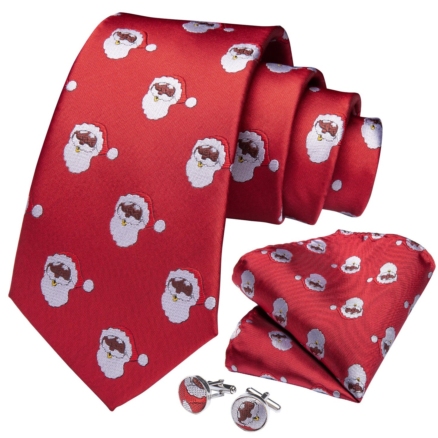 Santa Claus Tie, Pocket Square and Cufflinks