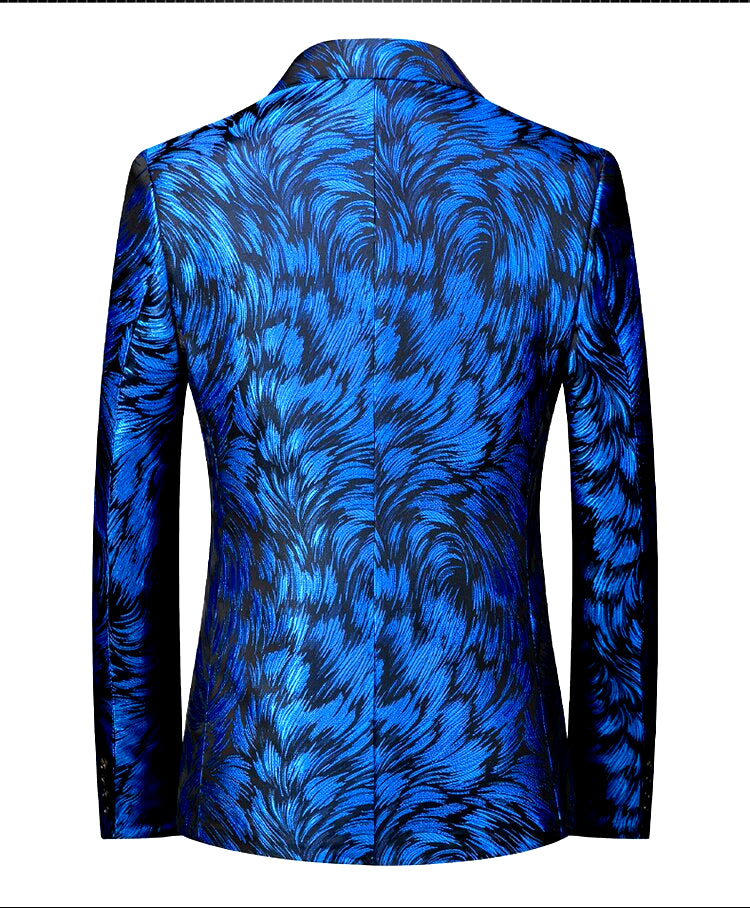 Blue Feather Tuxedo Jacket