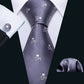 Skull In Gray Silk Tie Set - Masculine Clothes