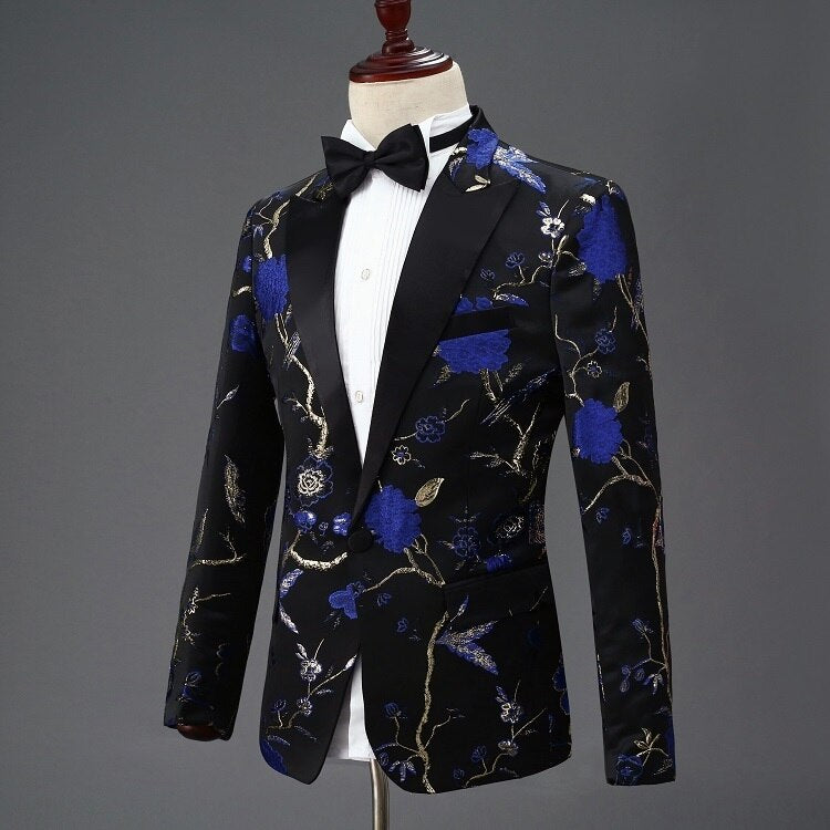 Gold, Blue, Red and Green Leaves Tuxedo Jacket