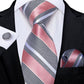 Pink Stripes Silk Tie Set - Masculine Clothes