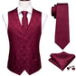 Burgundy Floral Silk Vest Set - Masculine Clothes
