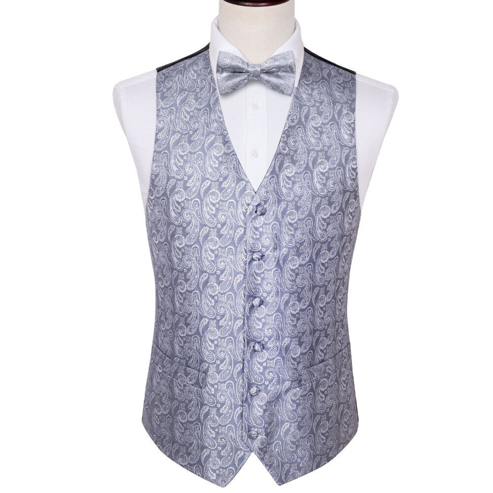 Silver Gray Vest Set with Bowtie Set