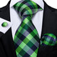 Black and Green Checkered XL Tie Set - Masculine Clothes