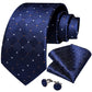 Polkadots In Navy Blue Silk Tie Set - Masculine Clothes