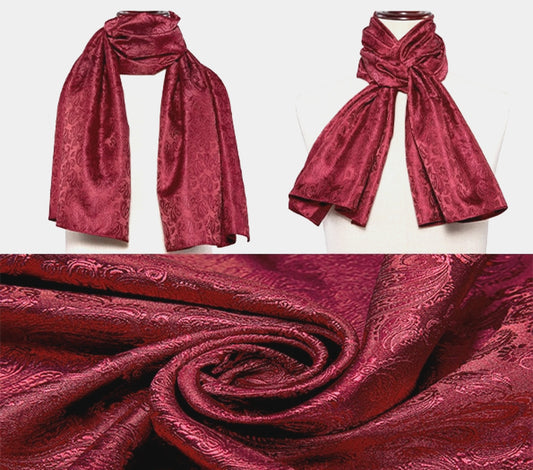 Burgundy Floral Paisley Silk Scarf and Tie