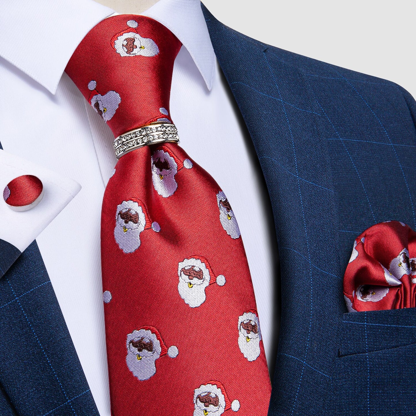 Santa Claus Tie, Pocket Square and Cufflinks