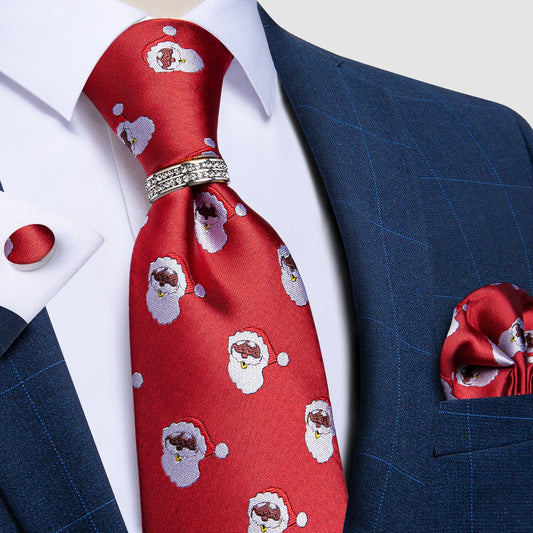 Santa Claus Tie, Pocket Square and Cufflinks