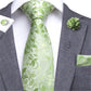 Green Leaves Paisley Silk XL Tie Set - Masculine Clothes