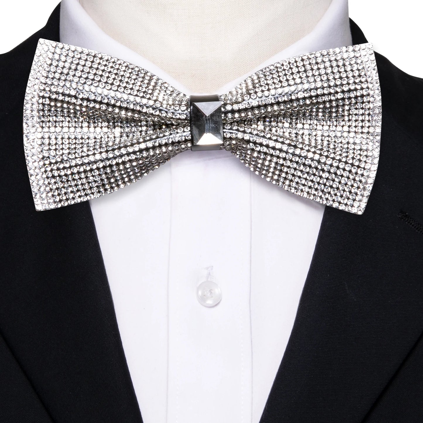 White Rhinestone Bow Tie