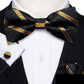 Gold Stripes In Black Silk Bowtie