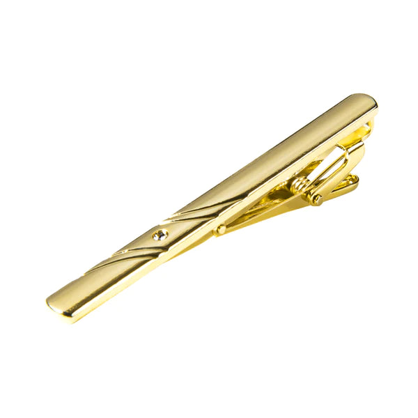 Gold with Single Stone Tie Clip