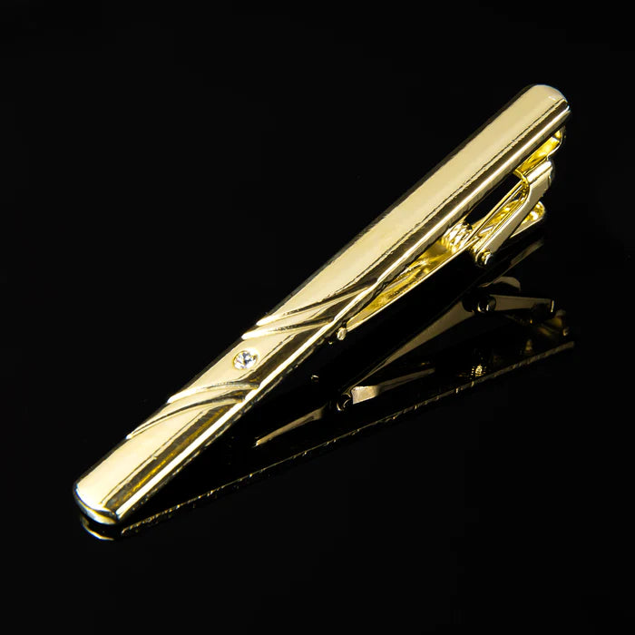 Gold with Single Stone Tie Clip