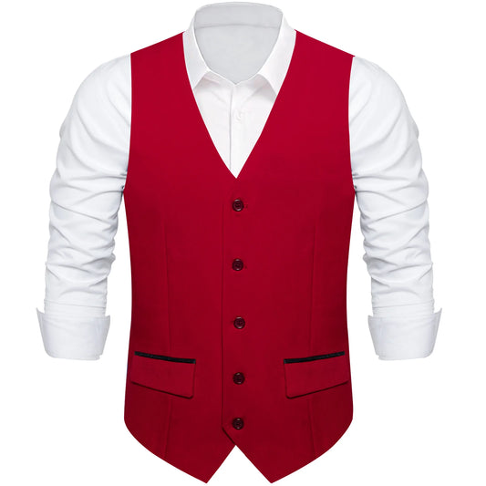 Plain Red Vest with Two Pockets