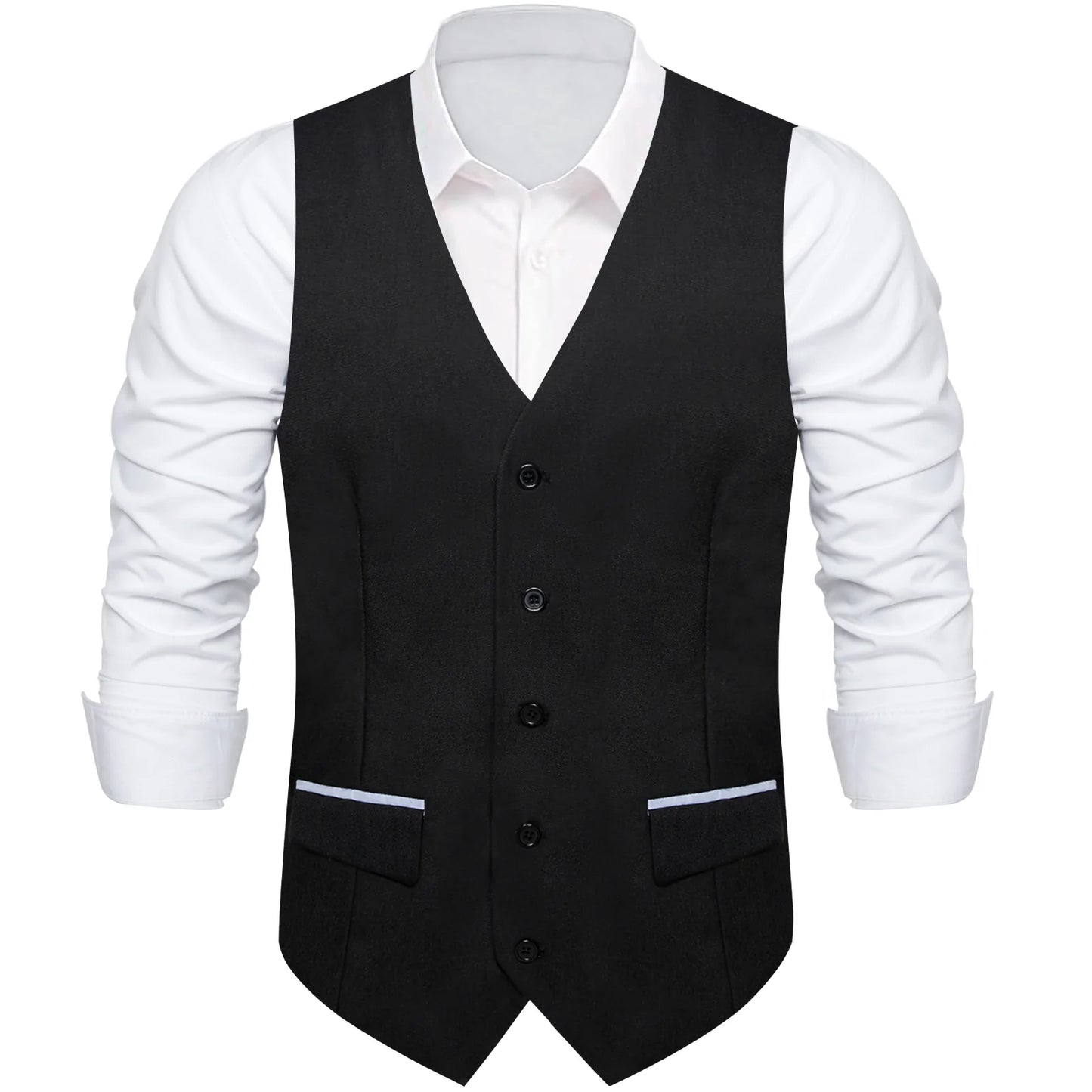 Plain Black Vest with Two Pockets