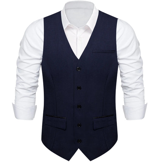 Dark Blue Plain Vest with Two Pockets