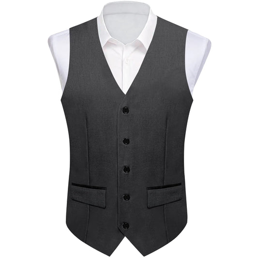 Dark Gray Plain Vest with Two Pockets