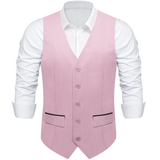 Light Pink Plain Vest with Two Pockets