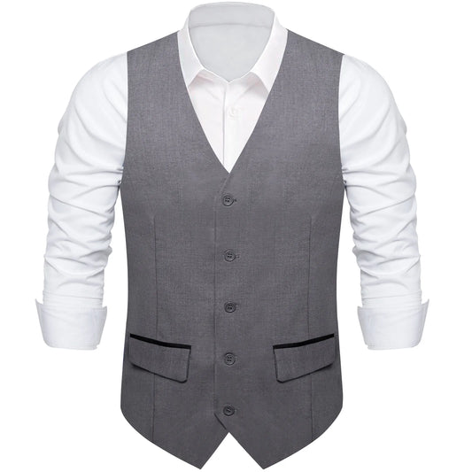 Light Gray Plain Vest with Two Pockets