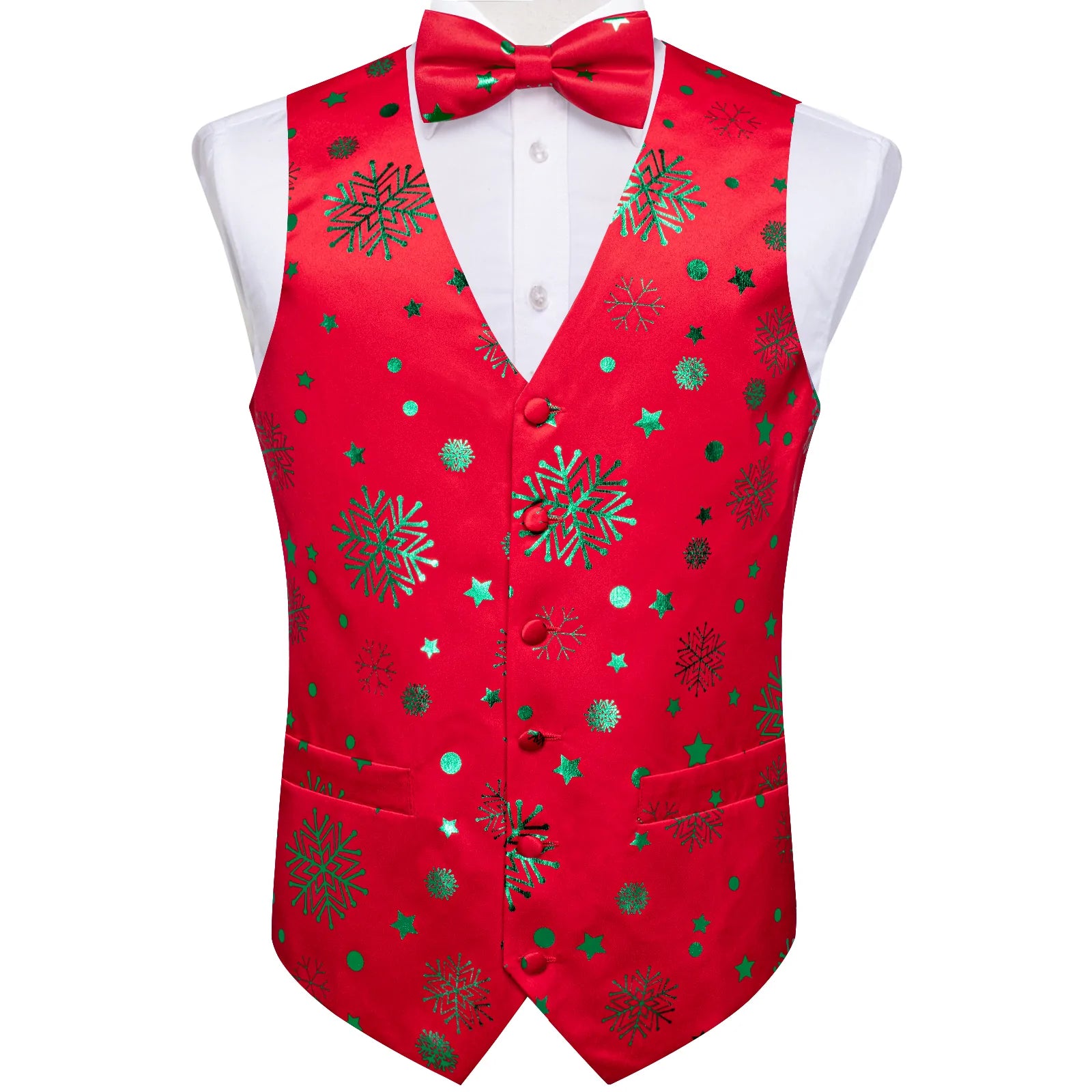 Gold Xmas Decor In Red Vest Set - Masculine Clothes