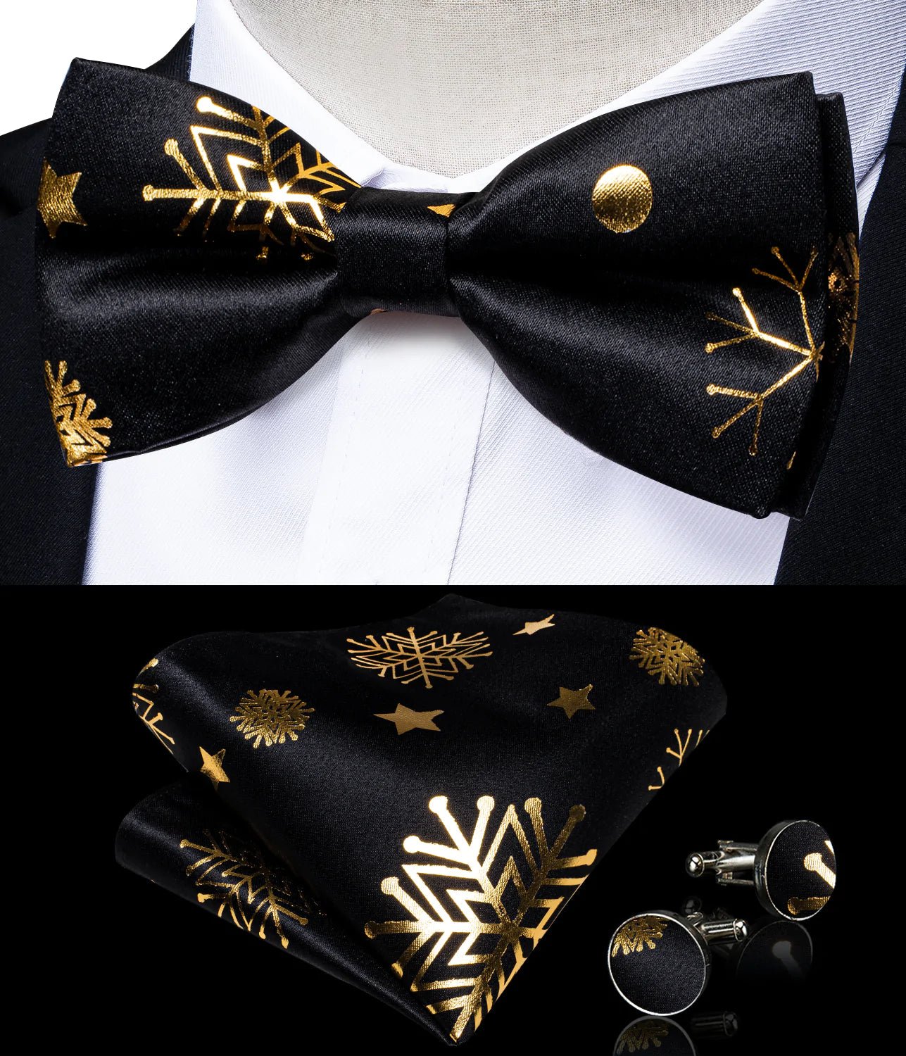 Gold Xmas Decor In Black Vest Set - Masculine Clothes