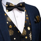 Gold Xmas Decor In Black Vest Set - Masculine Clothes