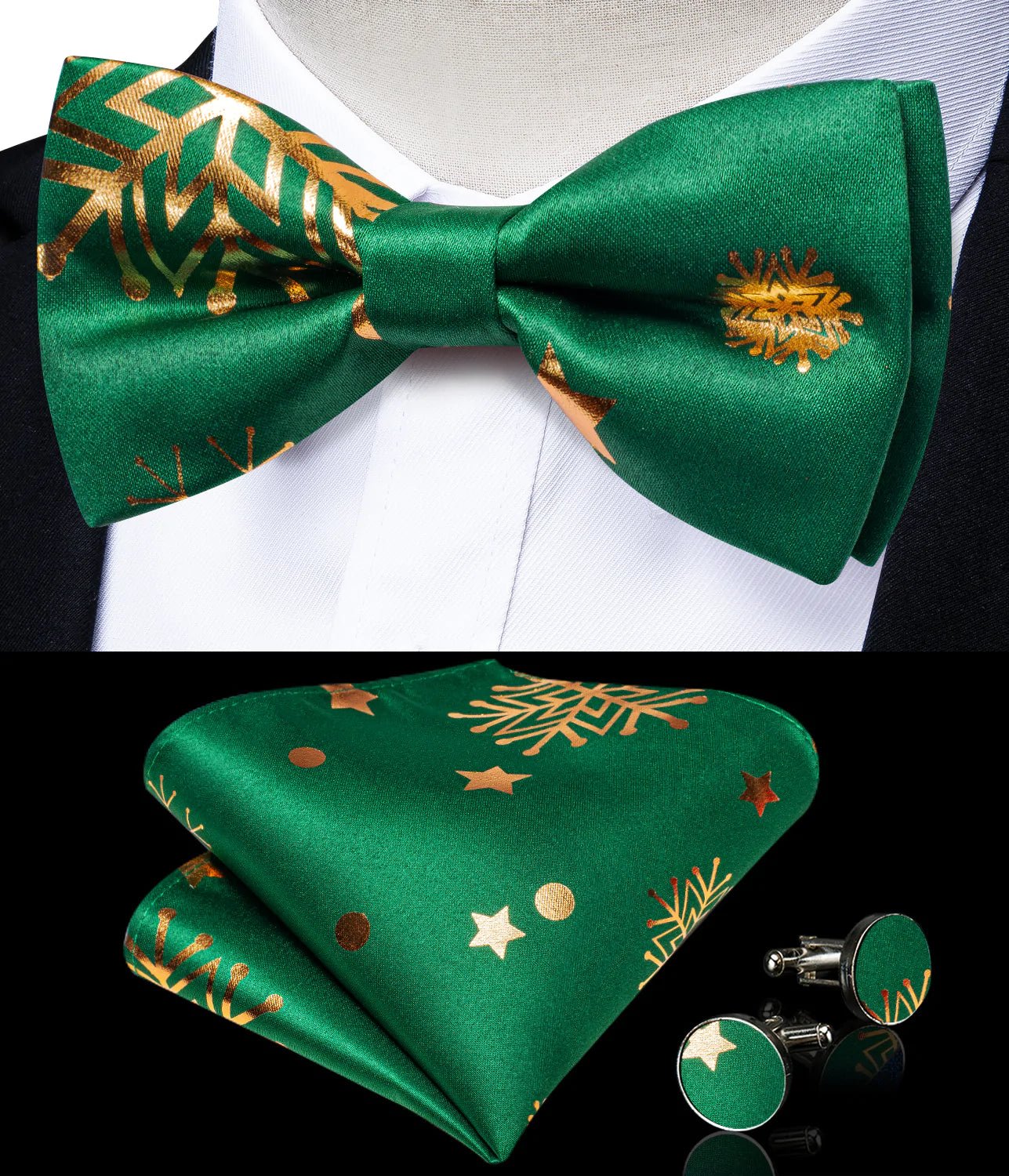 Gold Xmas Decor In Green Vest Set - Masculine Clothes