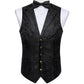 Shimmering Black Floral Silk Vest Set - Masculine Clothes