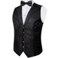 Shimmering Black Floral Silk Vest Set - Masculine Clothes