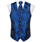 Luxury Blue Floral Silk Vest Set - Masculine Clothes