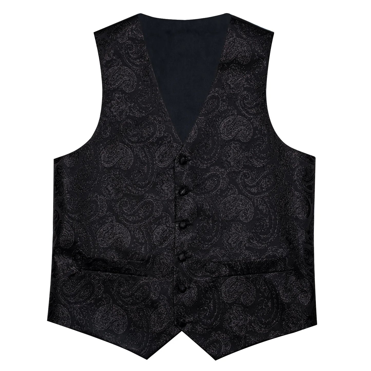 Black Floral Silk Vest Set