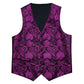 Purple Floral In Black Vest Set - Masculine Clothes
