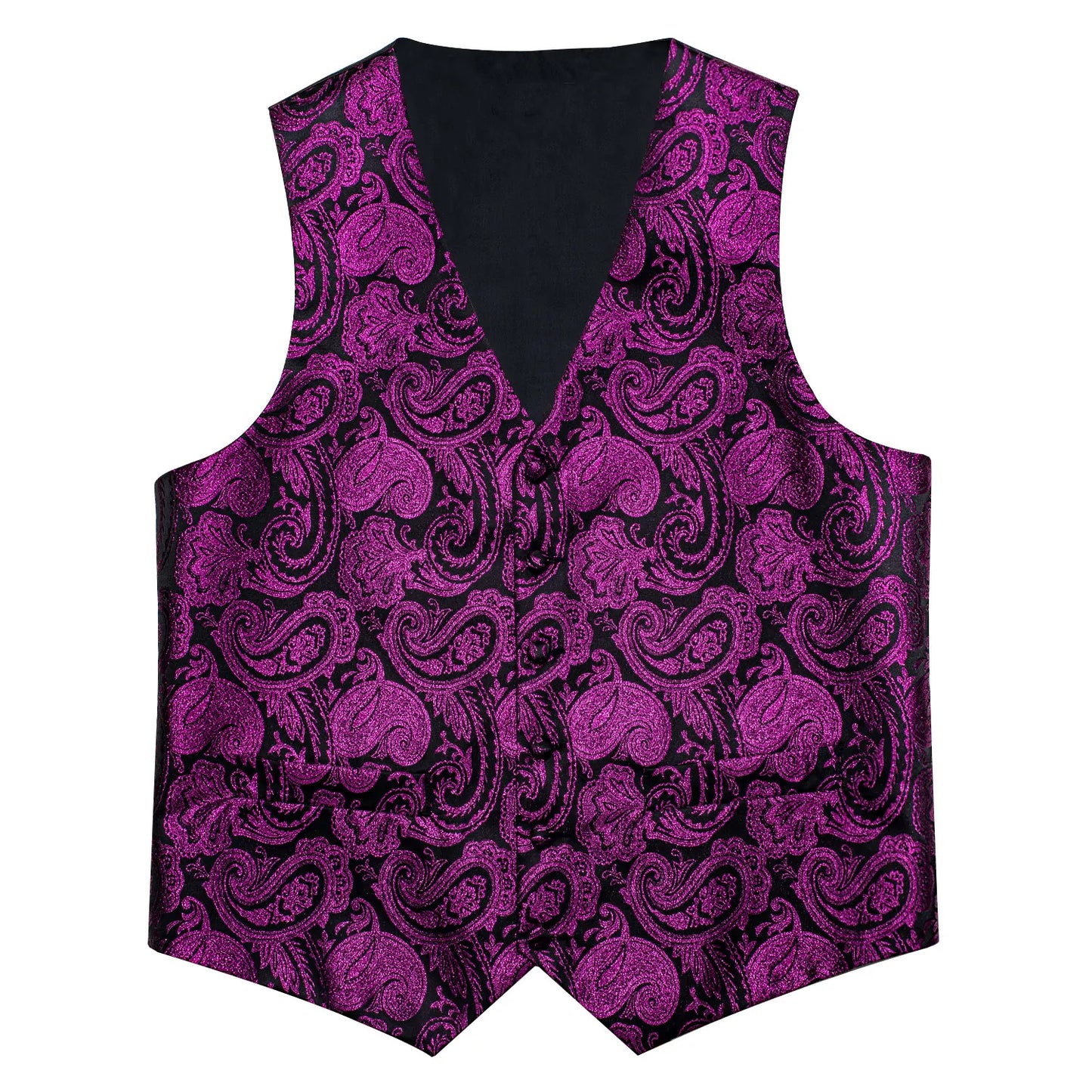 Purple Floral In Black Vest Set