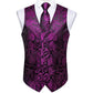Purple Floral In Black Vest Set - Masculine Clothes