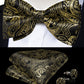 Luxury Gold Floral In Black Vest Bowtie Set - Masculine Clothes