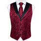 Red Floral with Collar Vest Set - Masculine Clothes
