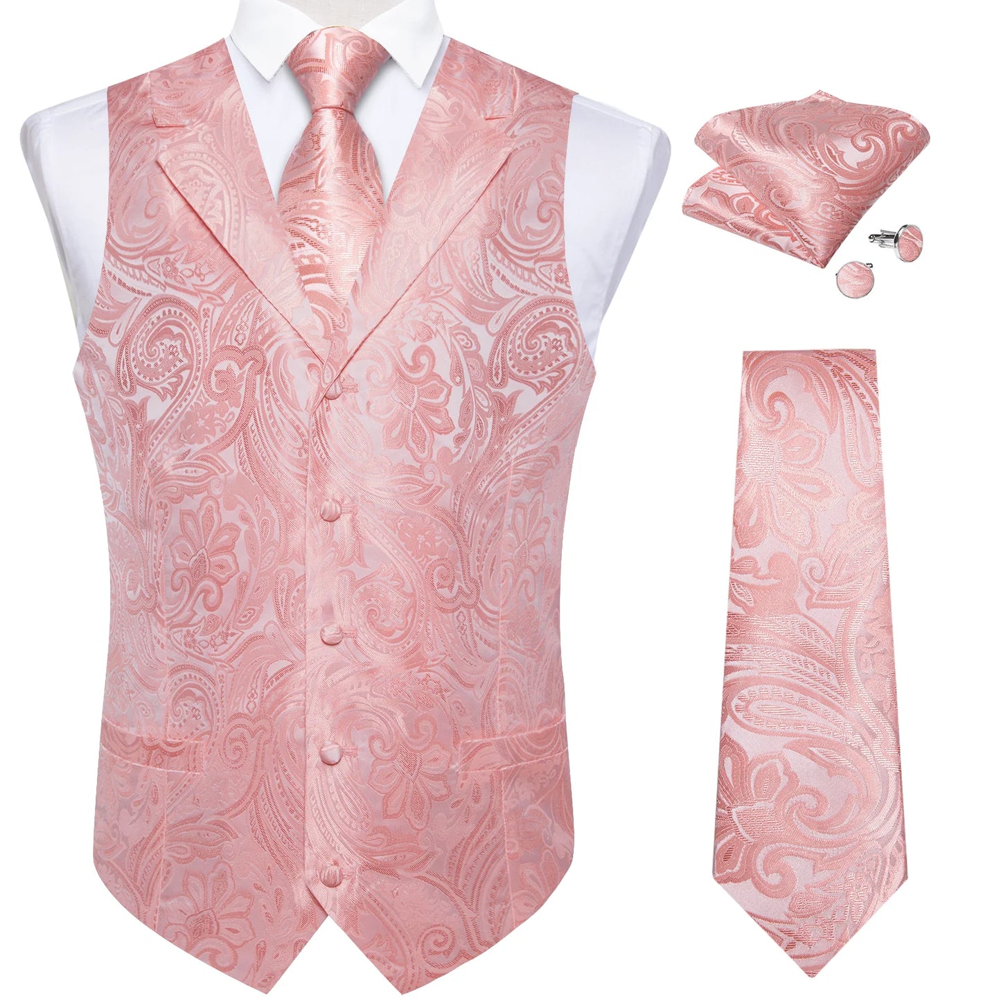 Luxury Peach Floral Vest Set