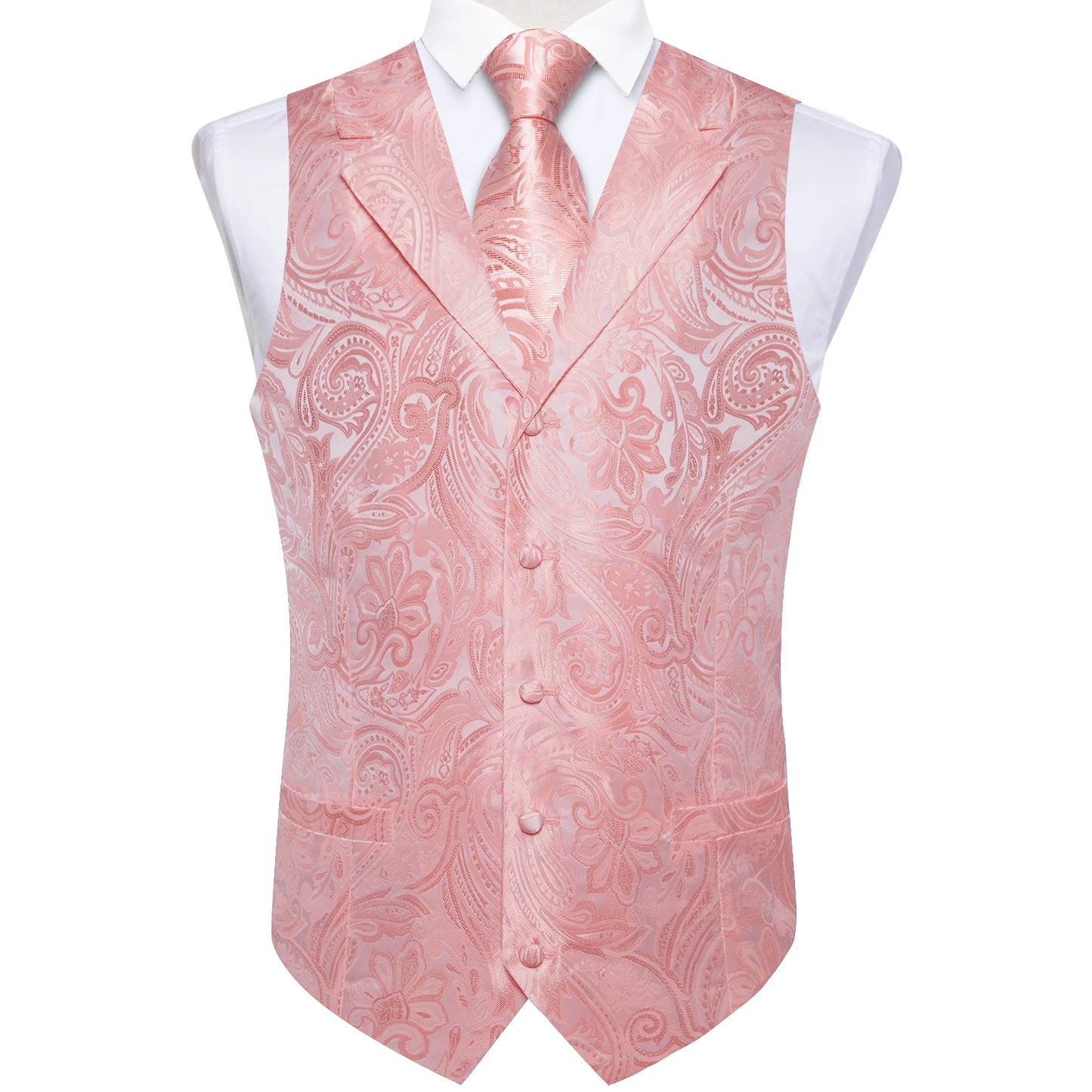 Luxury Peach Floral Vest Set