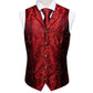 Red Floral In Black with Metal Button Vest Set - Masculine Clothes