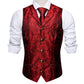 Red Floral In Black with Metal Button Vest Set - Masculine Clothes