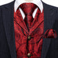 Red Floral In Black with Metal Button Vest Set - Masculine Clothes