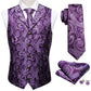 Purple Metal Button Silk Vest Set - Masculine Clothes