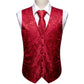 Red Floral Silk Vest Set - Masculine Clothes