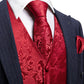 Red Floral Silk Vest Set - Masculine Clothes