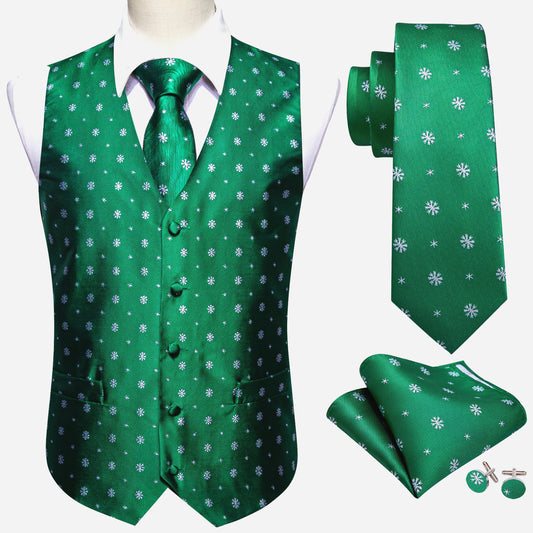 Snowflakes In Green Vest Set