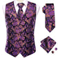 Purple and Orange Leaves Silk Vest Set - Masculine Clothes