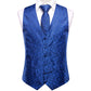 Blue Floral Silk Vest Set - Masculine Clothes