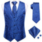 Blue Floral Silk Vest Set - Masculine Clothes